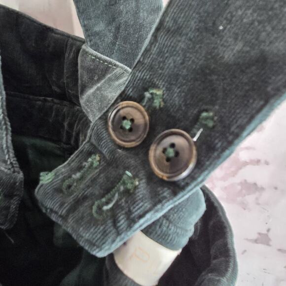 Anthropologie Jumpsuit Womens 29 Green Corduoy Boot Bib Overalls Dark Forest - Picture 11 of 14